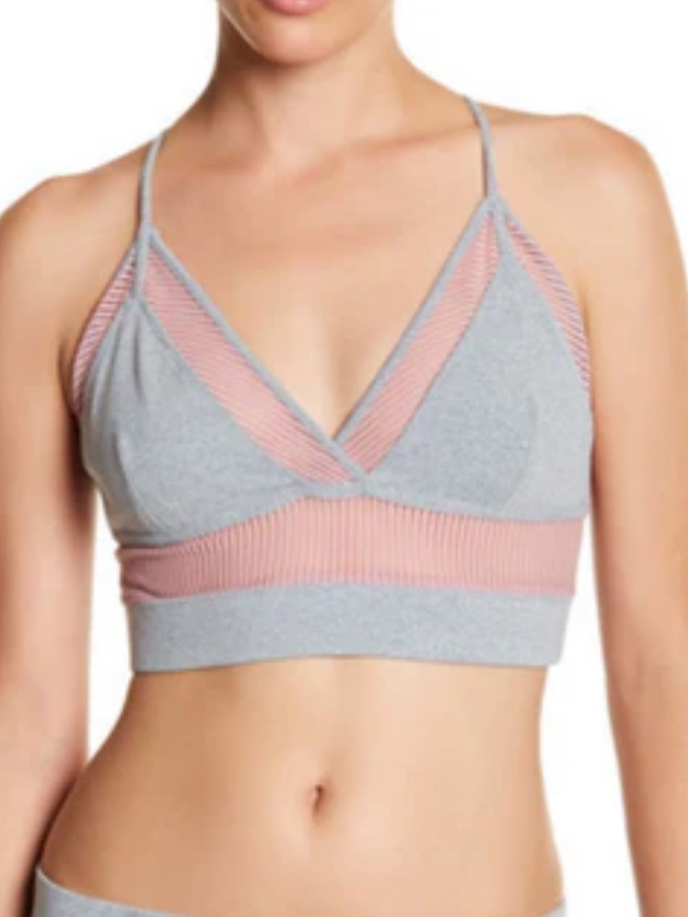 FP Movement Celeste Pink Gray Sheer Accent Dance Studio Athletic Sports Bra XS
